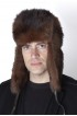Dark brown polar polecat fur hat, Russian style